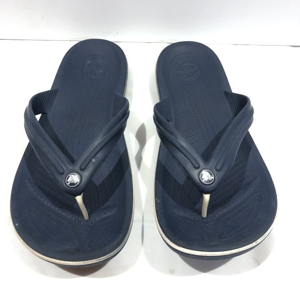 Crocs Unisex Men Size 10 Navy Blue Flip Flops Sandals Thongs Womens 12